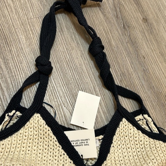 Zara Knit Blue and Cream Striped Sundress with Tie Spaghetti Straps - Picture 4 of 9